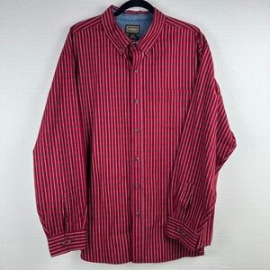 C.E. Schmidt Workwear Mens 2X Red Stripe Button Down Long Sleeve Cotton Shirt